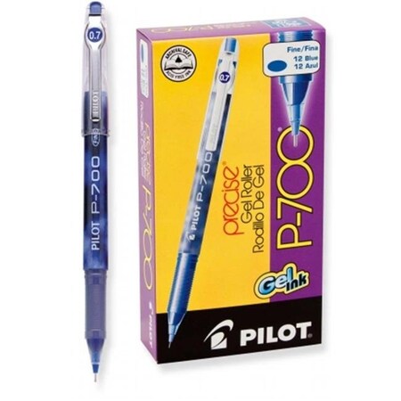 Pilot Pilot Corp. Of America 38611 P-700 Gel Roller Ball Stick Pen; Needle Point; Blue Ink; 0.7mm Fine; Dozen 38611